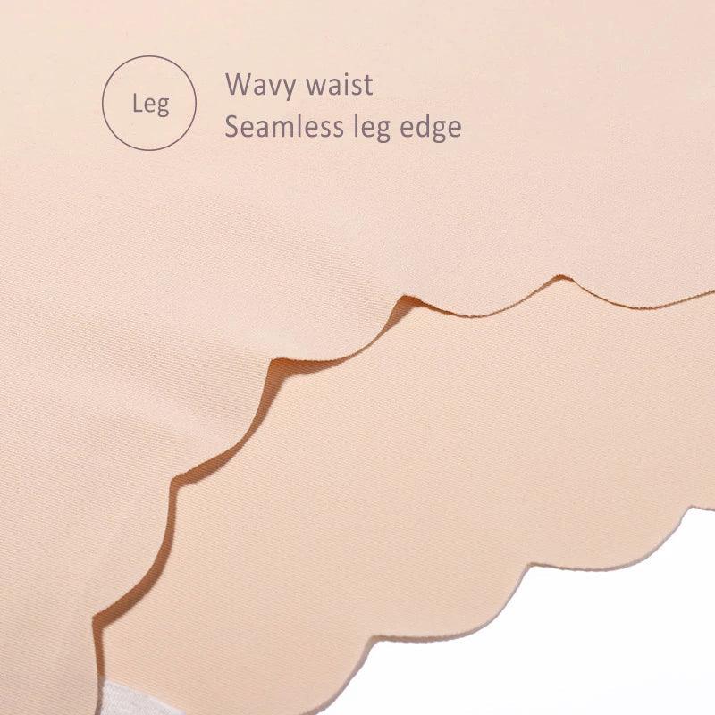 (7.95 EUR for 3 Pcs) New Stylish Mid Rise Seamless Smooth Wave-Sided Solid Color Comfortable Panties - QuitePeach.com