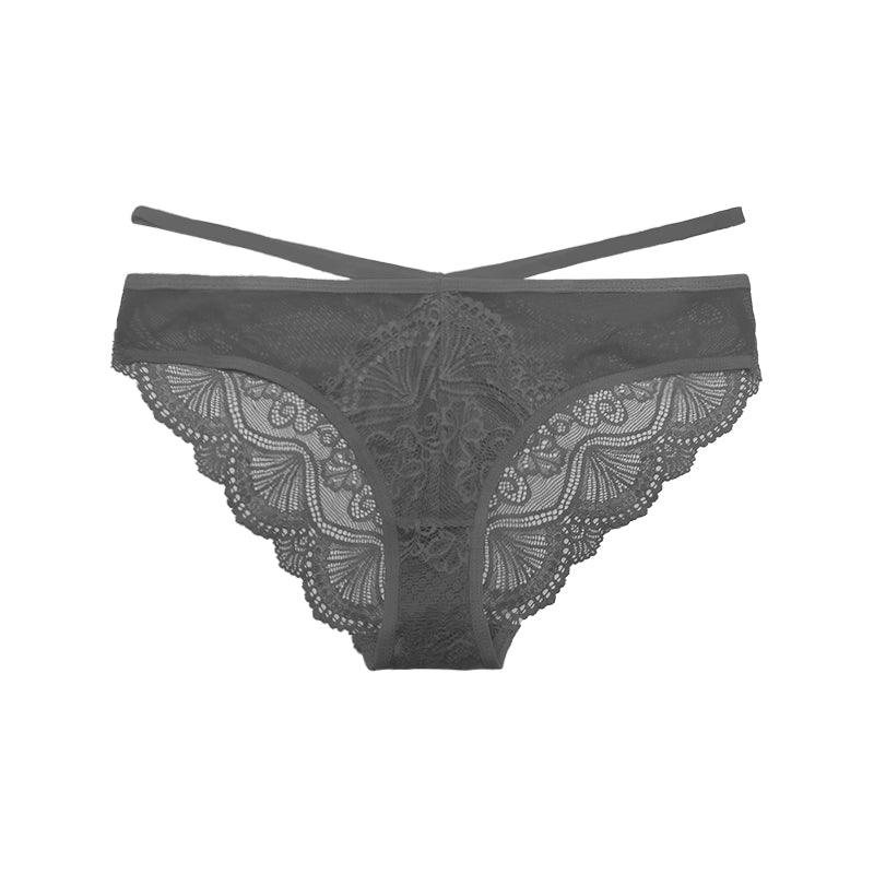 2 Pcs) Sexy Hollow Elastic Double-Strap Lace Thong Panty –