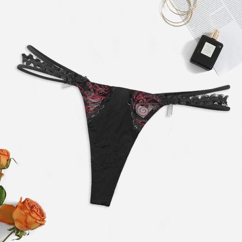 Italian Designed Sexy Floral Embroidery Thong Underwear - QuitePeach.com